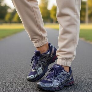 Asics x Kith Navy and Silver Sneakers